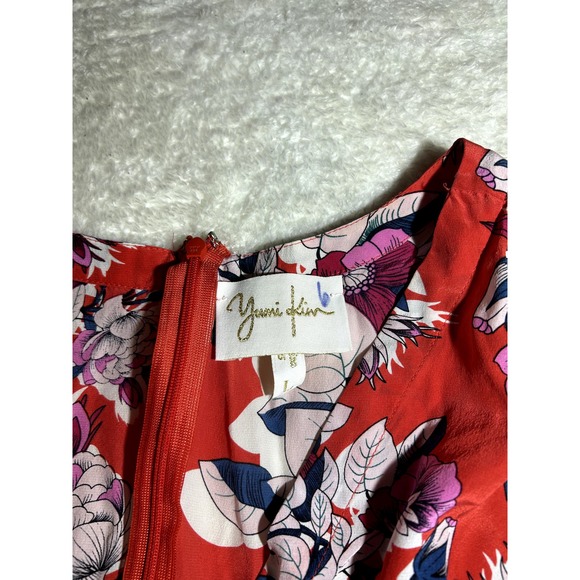 Yumi Kim Beautiful Red Floral 100% Silk Jumpsuit Size Large - Picture 6 of 6